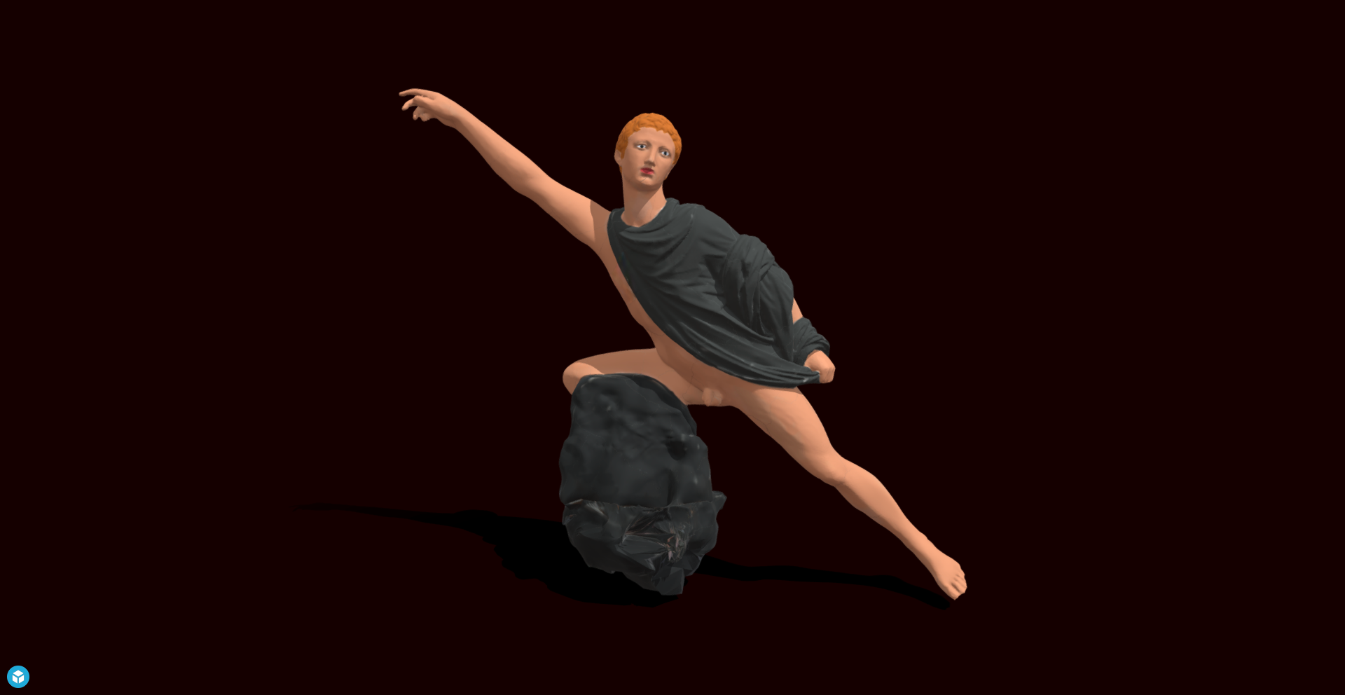 Textured 3D reconstruction of the Niobid statue, front-facing render